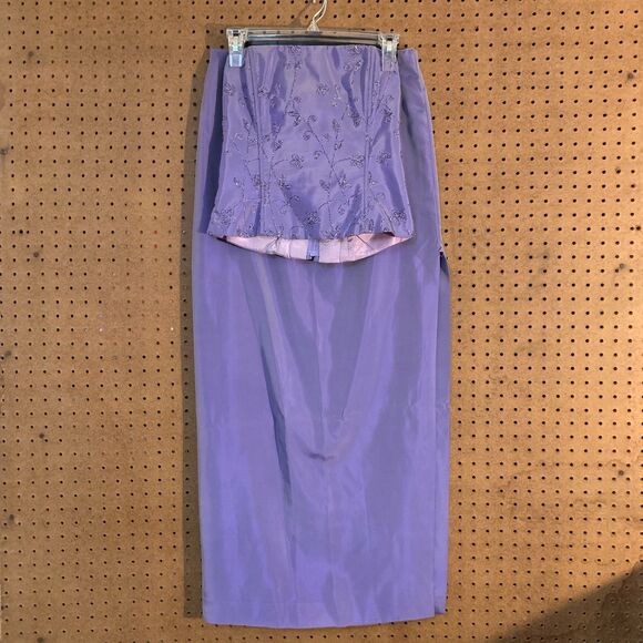 Jessica McClintock Millennium 2000 Formal Dress Gown 2 Piece Purple Corset Top - Picture 1 of 14